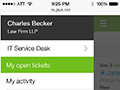 Giva Mobile: Slideout of Ticket Lists